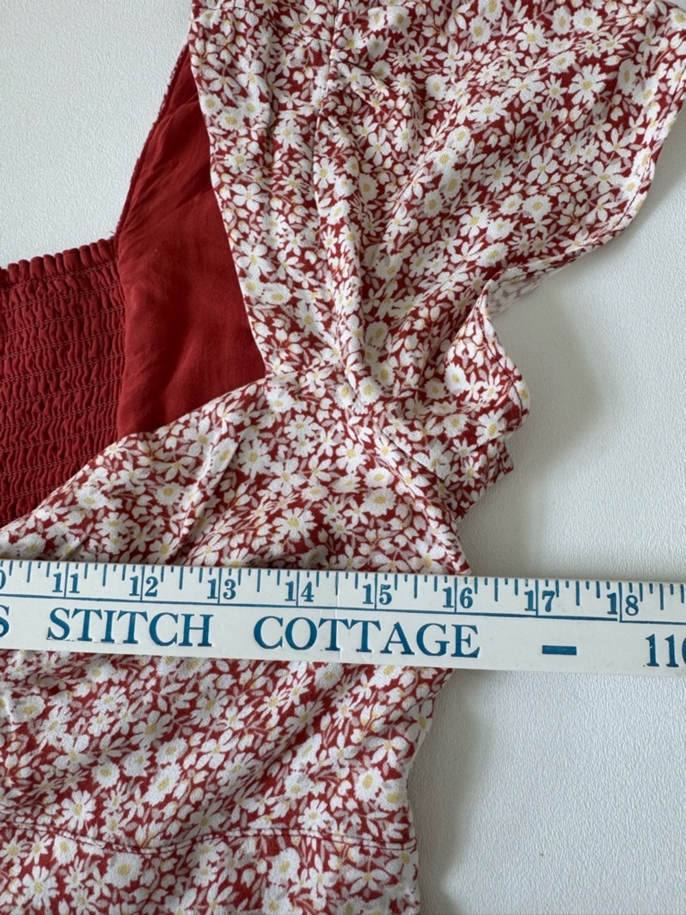 Abercrombie & Fitch Floral Mini Dress Smocked Back Fit & Flare Red Size M - Picture 7 of 7